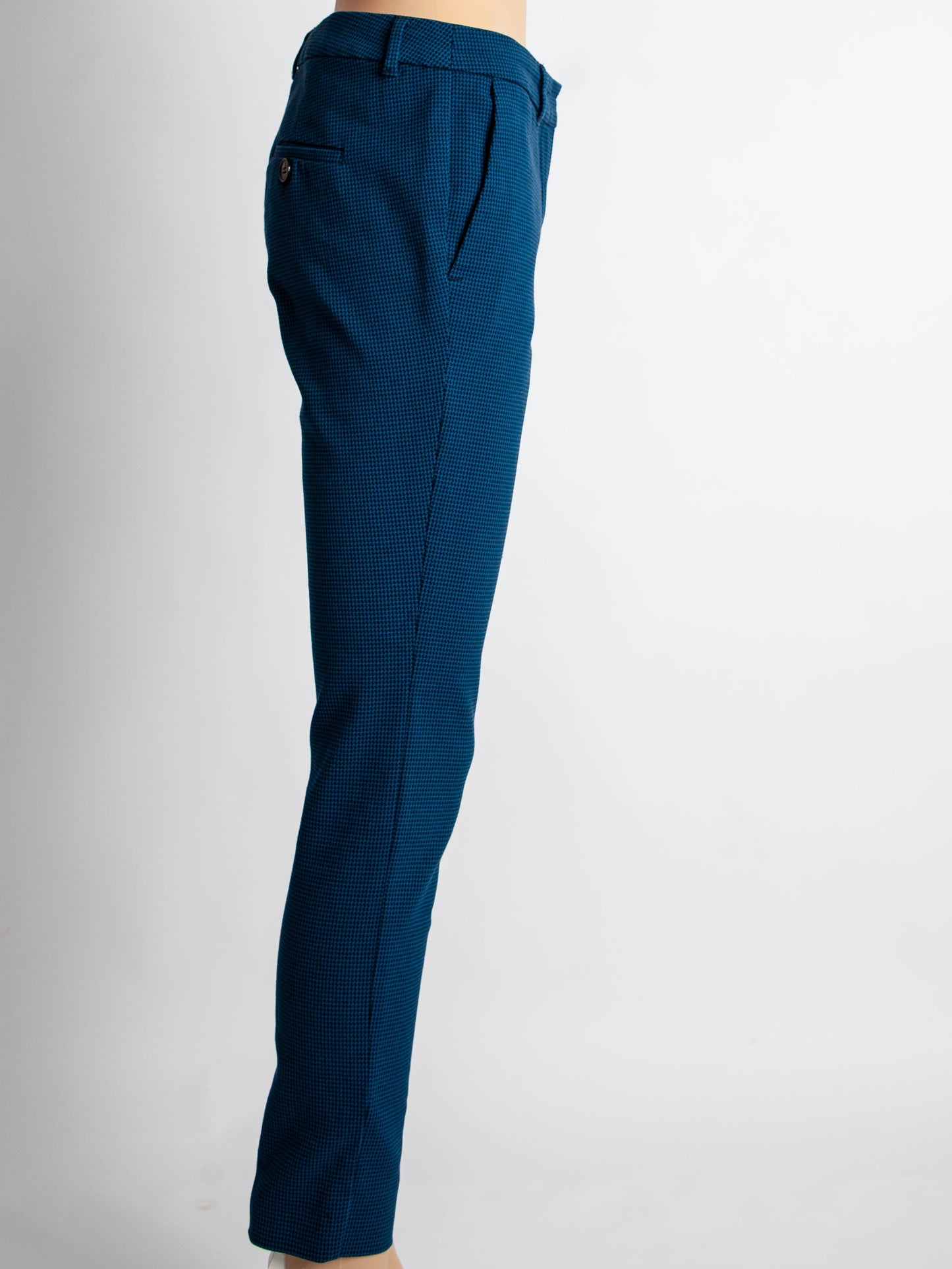 excellent marella blue checkered pants women size n/a nylon