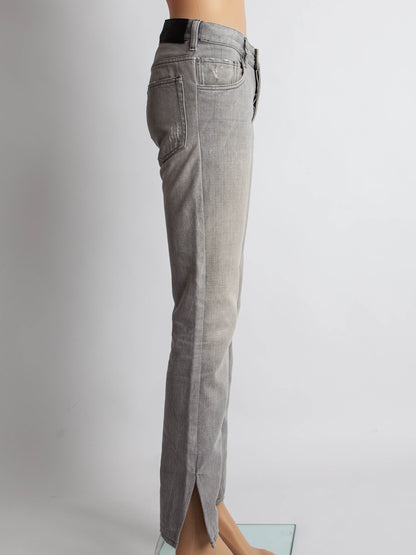 Excellent Prada Gray Cotton Jeans Size S with Ankle Slit Detail