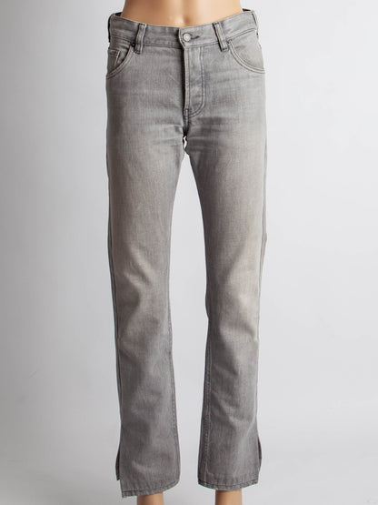 Excellent Prada Gray Cotton Jeans Size S with Ankle Slit Detail