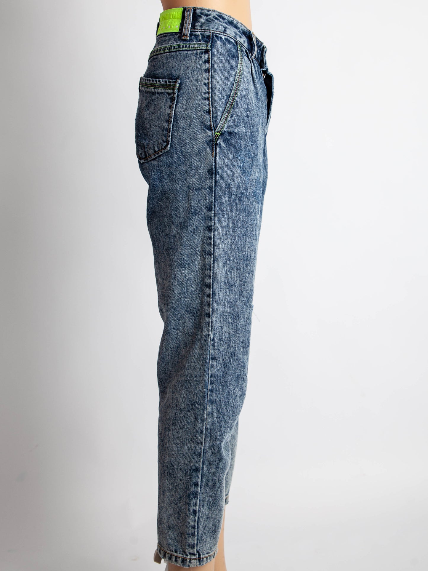 excellent sjyp blue high-waisted denim jeans size xs