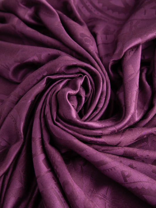 Excellent Kenzo Purple Wool Shawl with Intricate Patterns