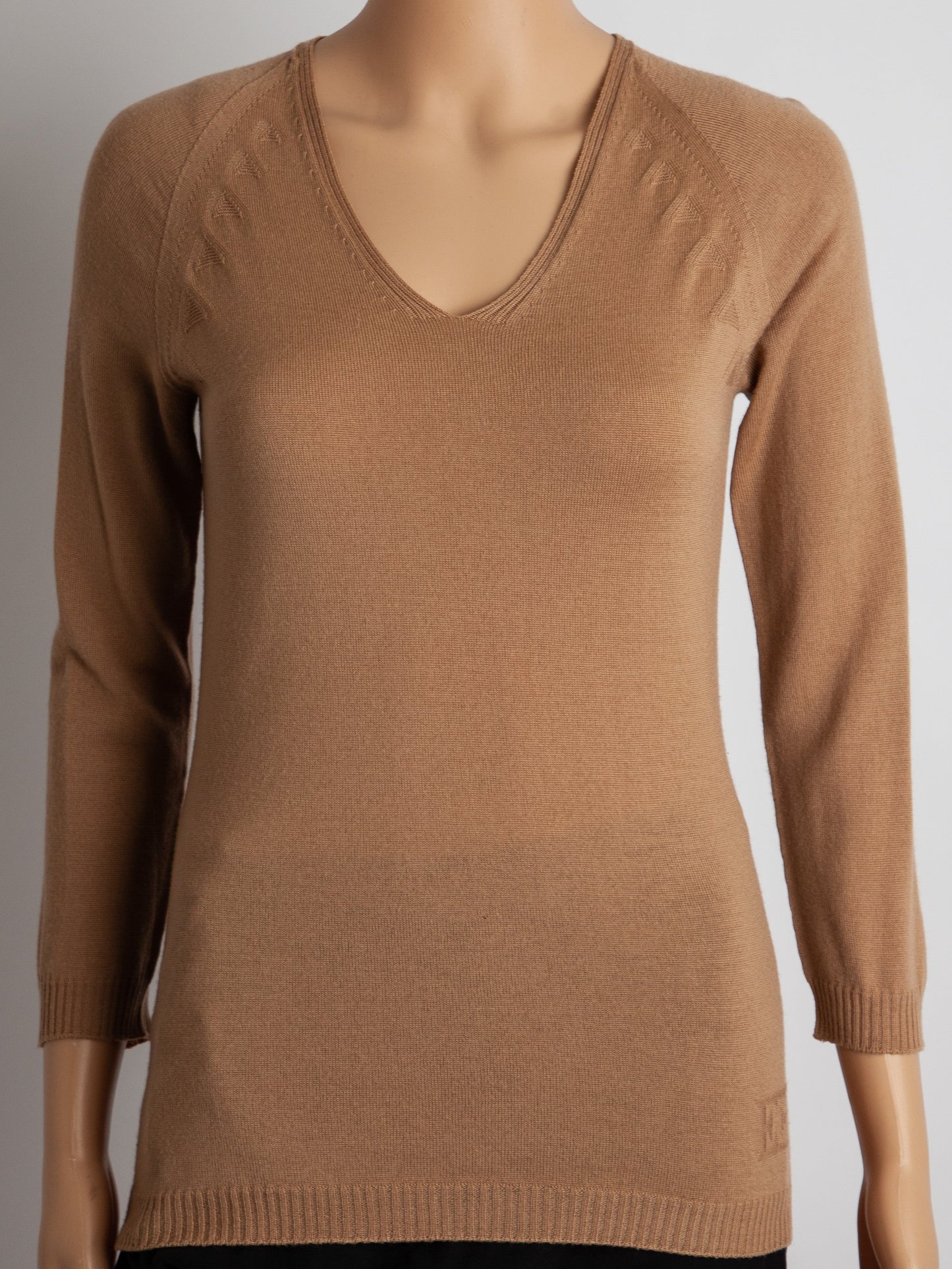 good escada orange wool sweater size s women's v-neck