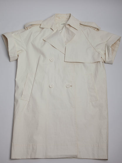 Good Sportmax White Short Sleeve Trench Coat Size XXS