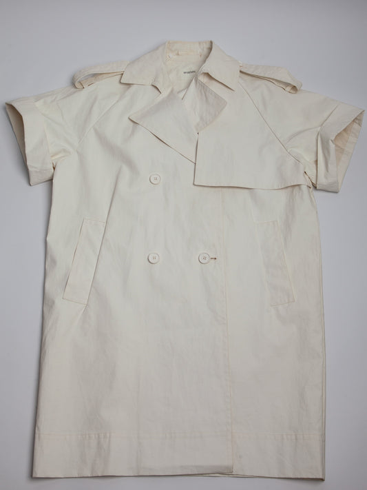 Good Sportmax White Short Sleeve Trench Coat Size XXS