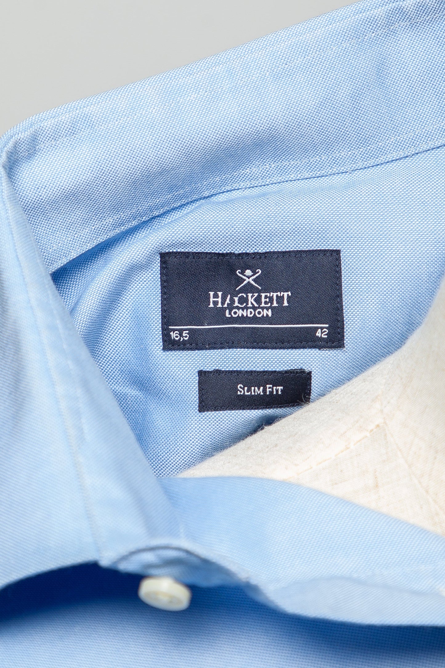 hackett light blue cotton dress shirt men size l - good condition