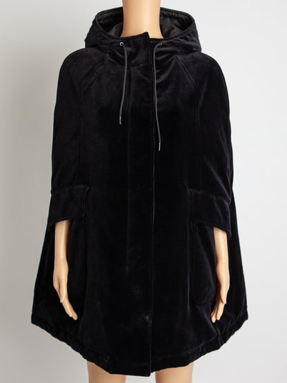 Prada Black Hooded Cape Coat Soft Viscose Women’s Good Condition