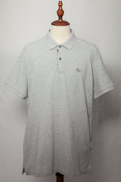 Good Burberry Gray Polo Shirt Cotton XXL Men Short Sleeve