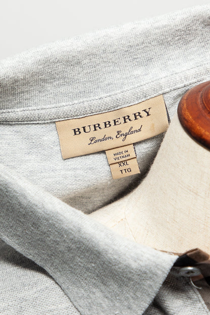 Good Burberry Gray Polo Shirt Cotton XXL Men Short Sleeve