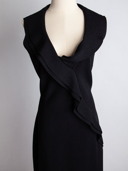 Good Valentino Black Sleeveless Dress with Draped Neckline