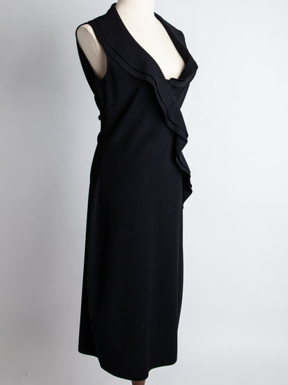 Good Valentino Black Sleeveless Dress with Draped Neckline