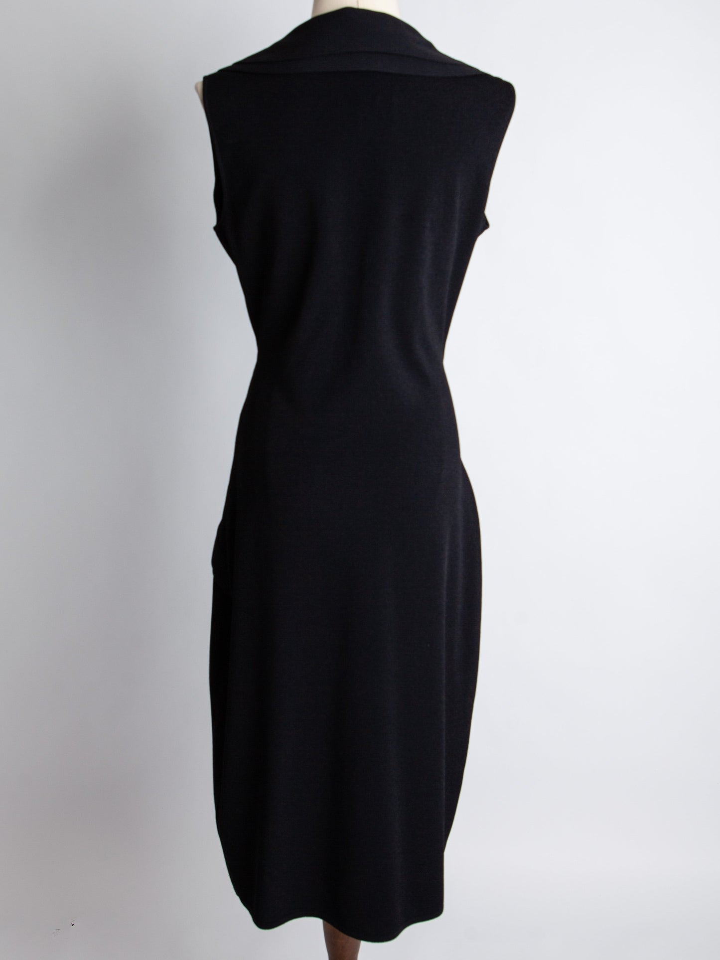 good valentino black sleeveless dress with draped neckline