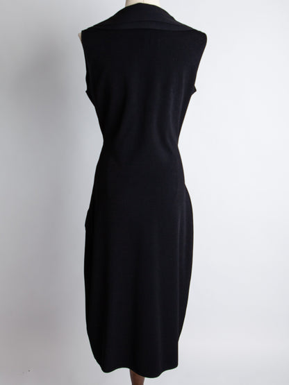 Good Valentino Black Sleeveless Dress with Draped Neckline