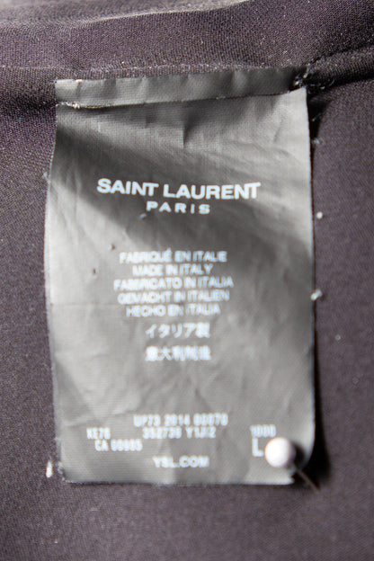Good Yves Saint Laurent Black Textured Coat Belted Waist Women