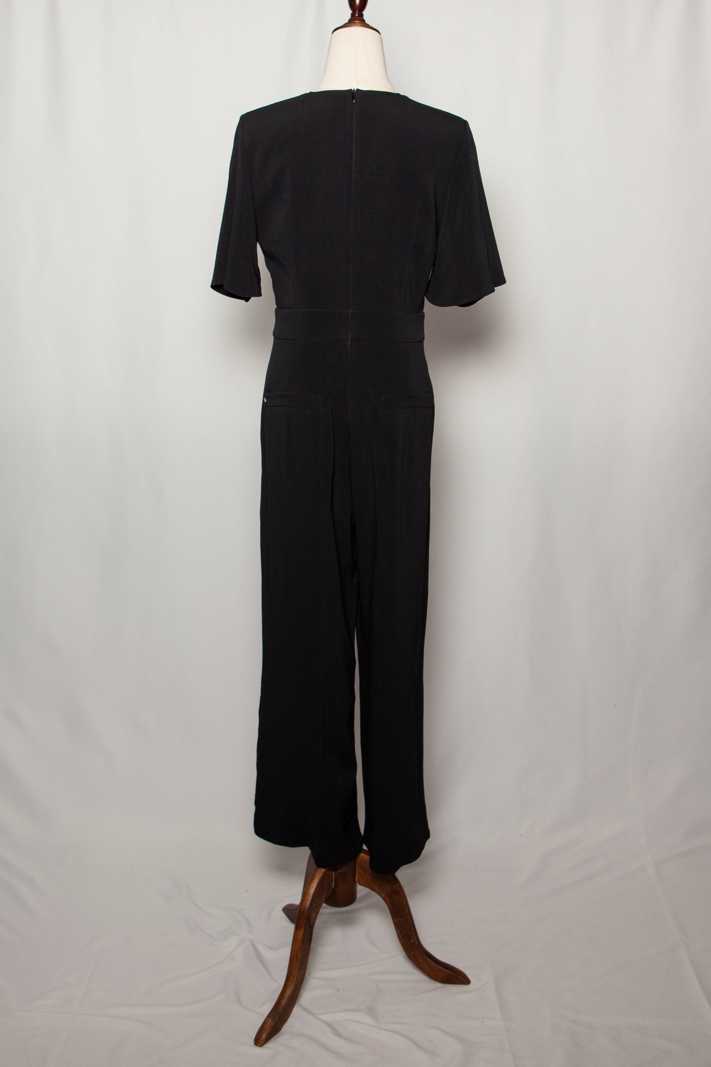 average max mara black polyester jumpsuit size m with decorative buttons