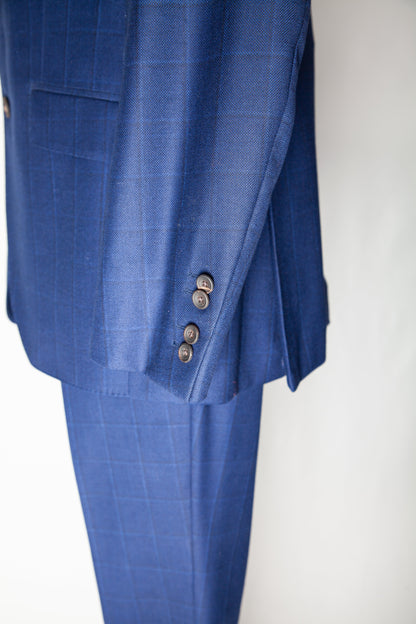 Good Hackett Blue Cashmere Wool Suit Jacket & Pants Size XL