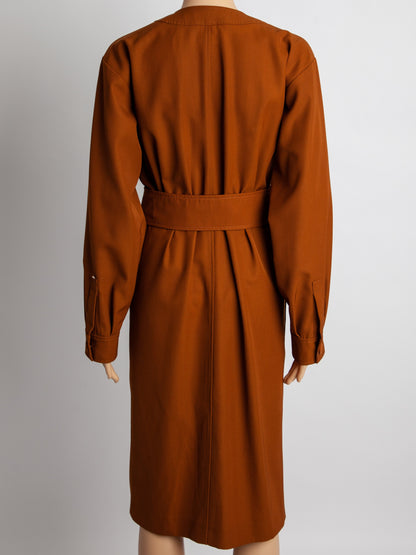 Sportmax Rust Cotton Button-Down Dress with Belt Size M