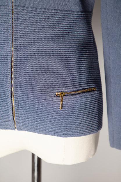 Excellent Reiss Blue Zip-Up Cardigan V-Neck Size XS