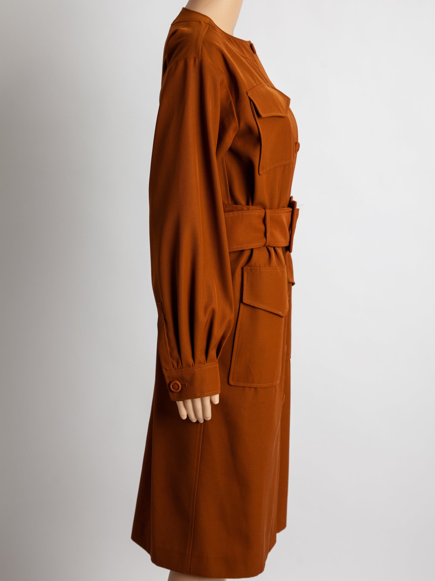 sportmax rust cotton button-down dress with belt size m