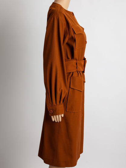 Sportmax Rust Cotton Button-Down Dress with Belt Size M