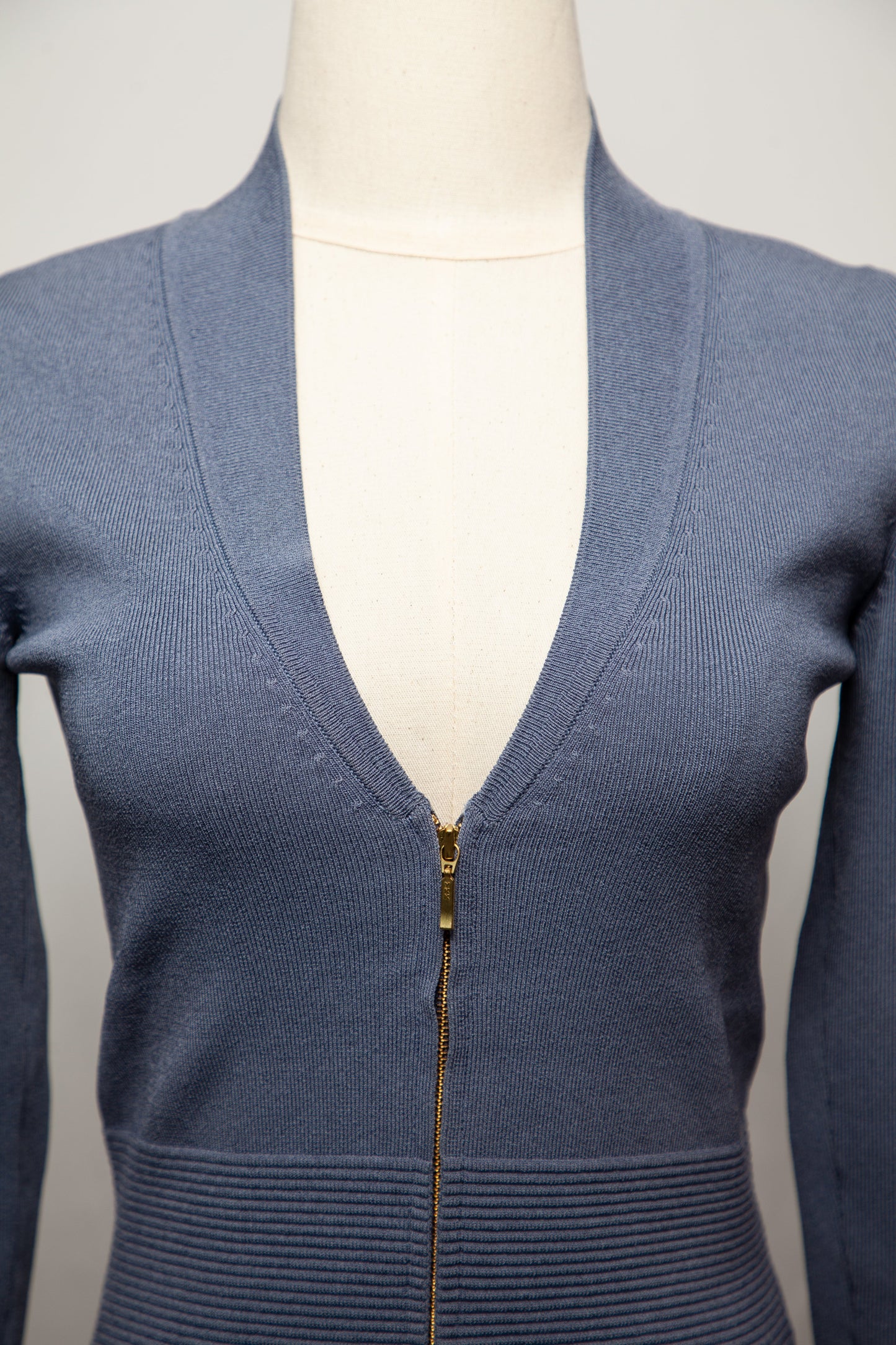 excellent reiss blue zip-up cardigan v-neck size xs