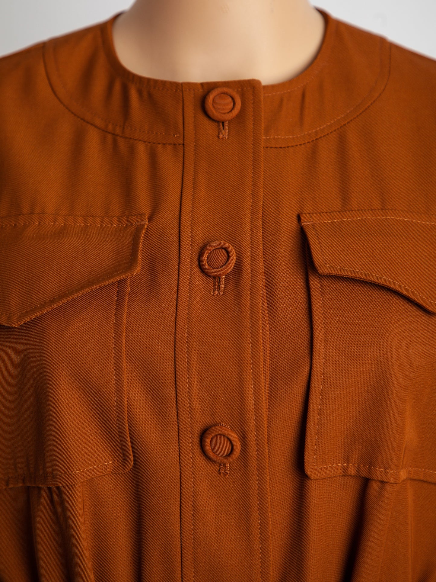 sportmax rust cotton button-down dress with belt size m