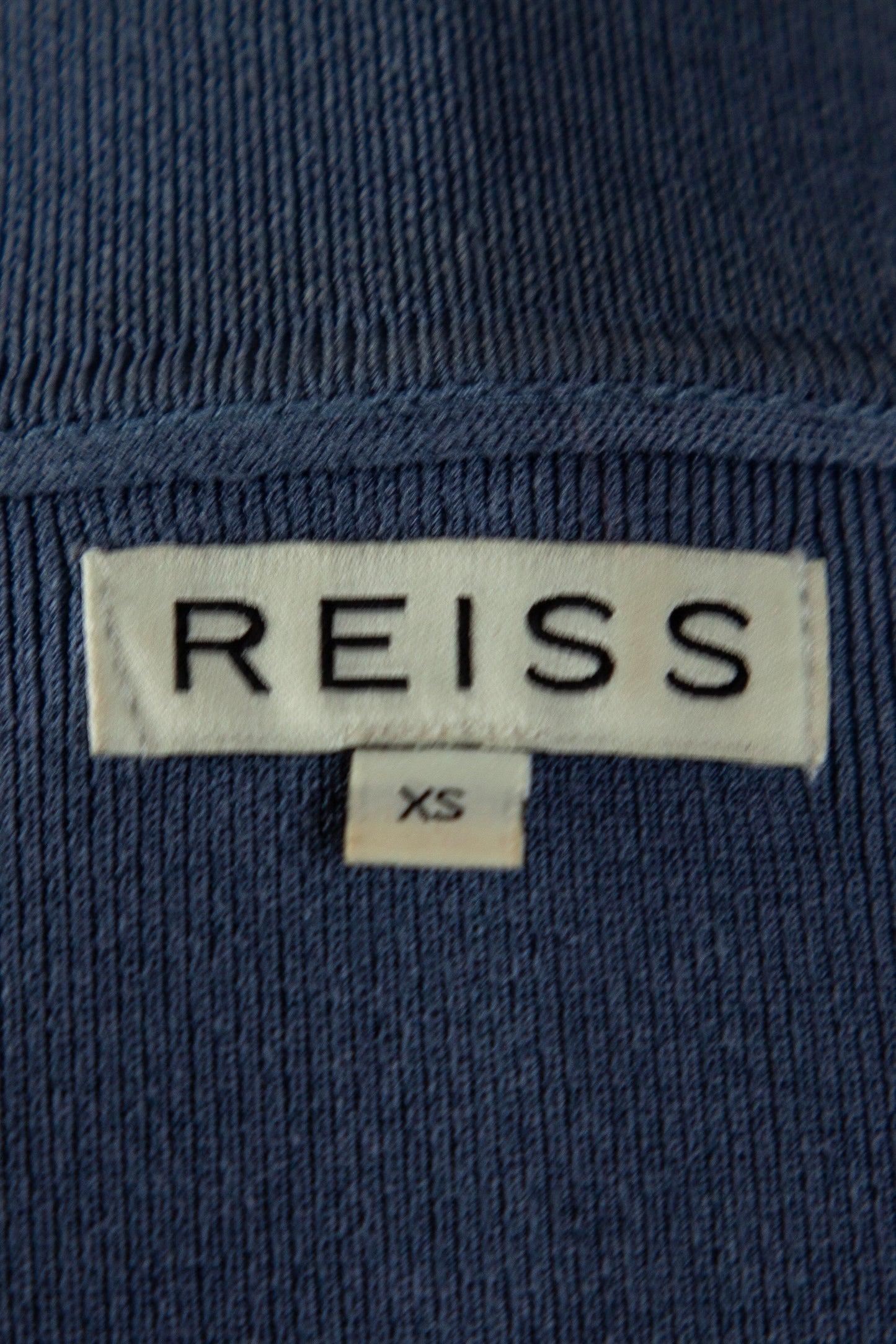 excellent reiss blue zip-up cardigan v-neck size xs