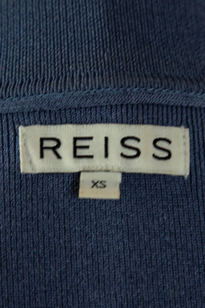 Excellent Reiss Blue Zip-Up Cardigan V-Neck Size XS