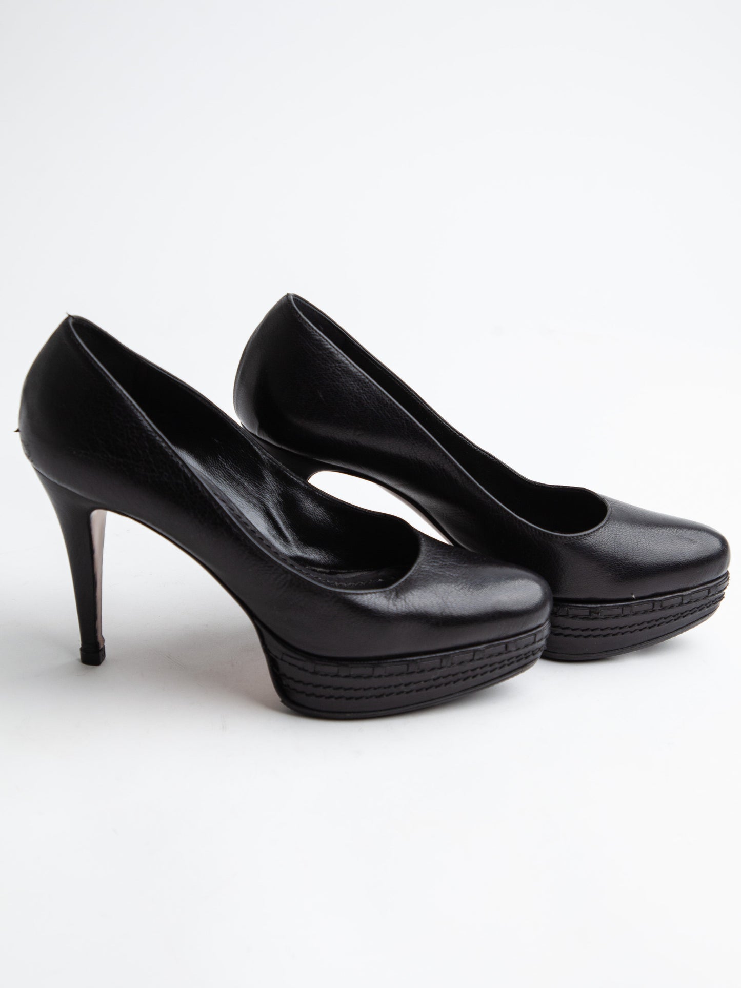 good sebastian black leather high heels size 36 with platform