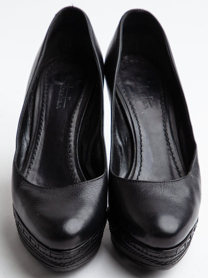 Good Sebastian Black Leather High Heels Size 36 with Platform