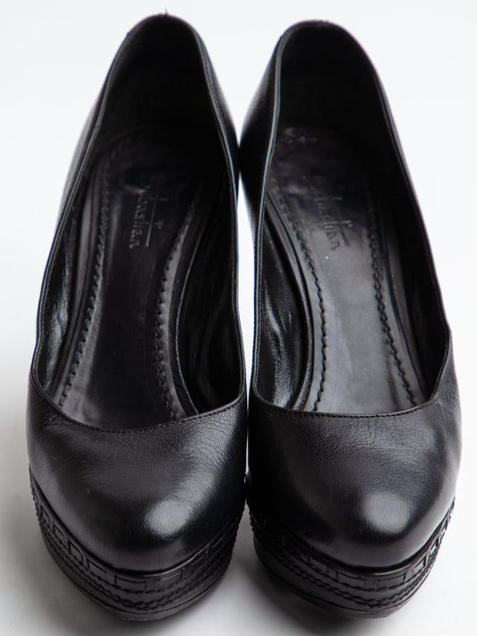 Good Sebastian Black Leather High Heels Size 36 with Platform