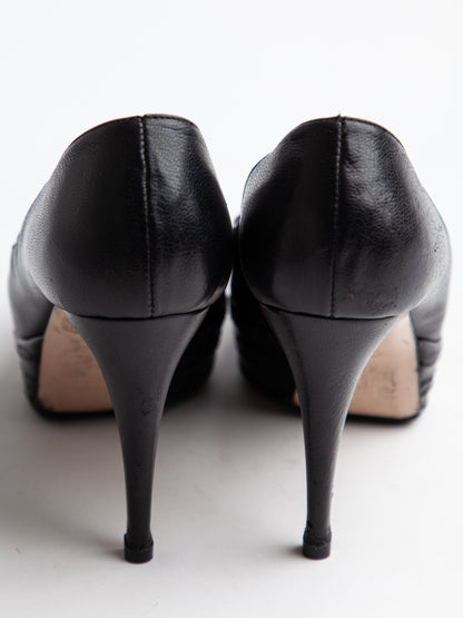 Good Sebastian Black Leather High Heels Size 36 with Platform
