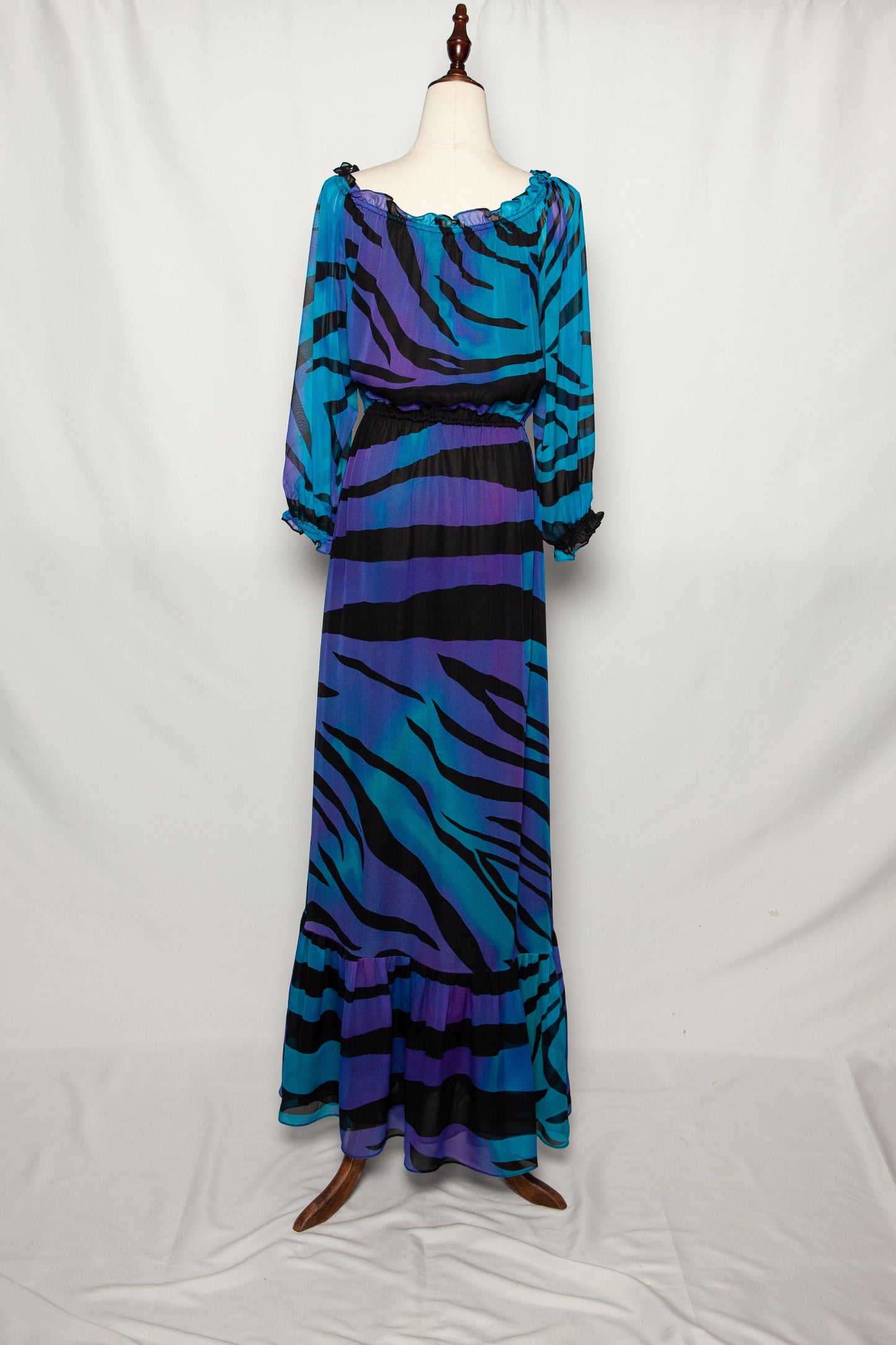good diane von furstenberg blue maxi dress size l viscose long sleeve