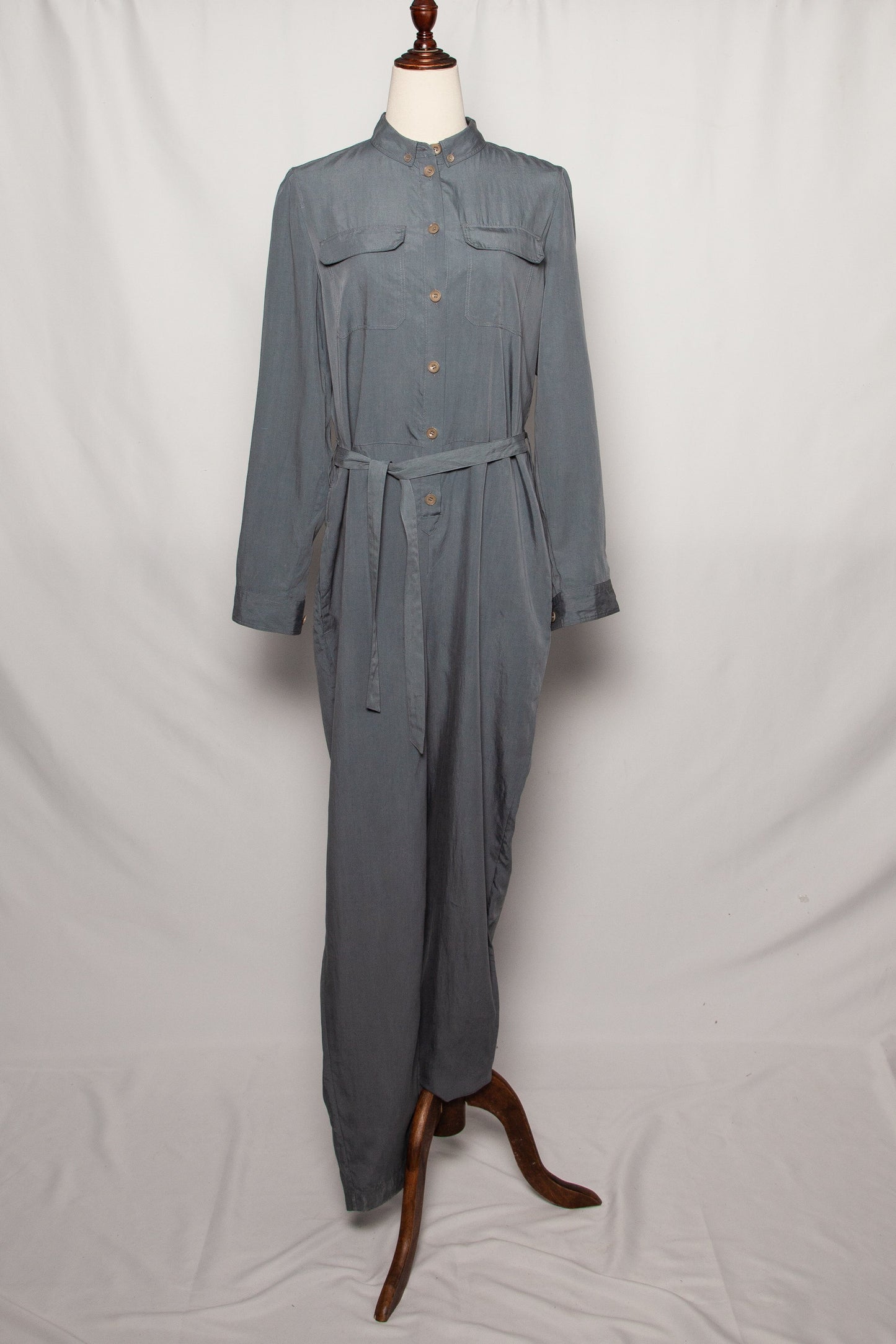new burberry gray silk jumpsuit women size m