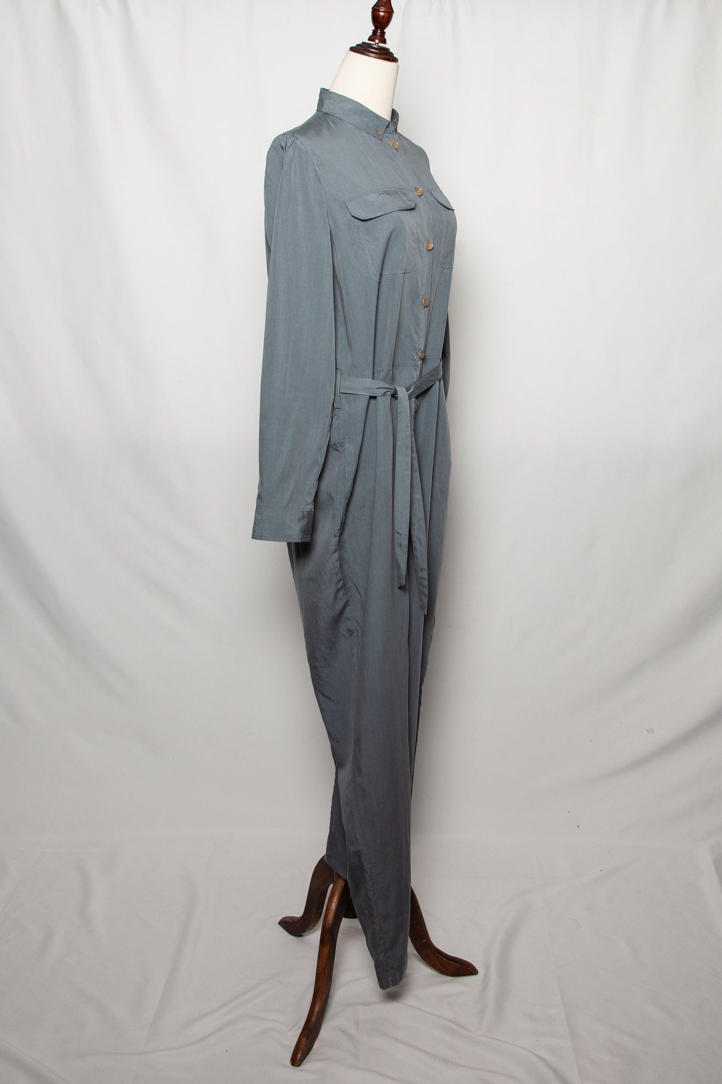 new burberry gray silk jumpsuit women size m