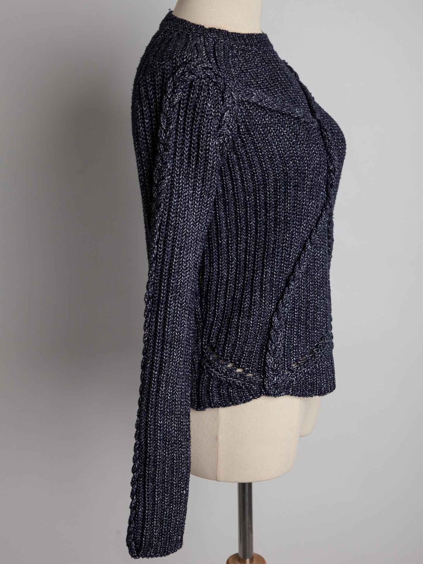 excellent guess navy blue cable knit sweater size xs women