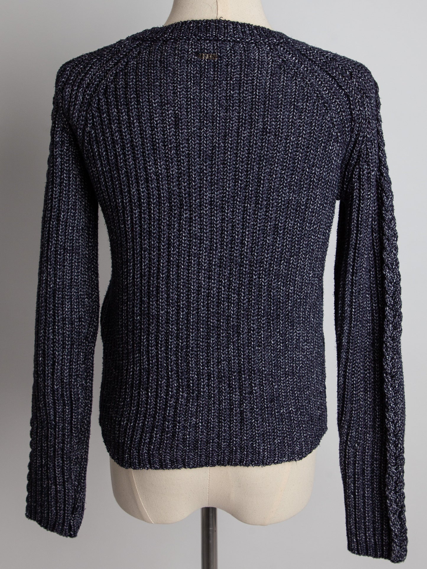 excellent guess navy blue cable knit sweater size xs women