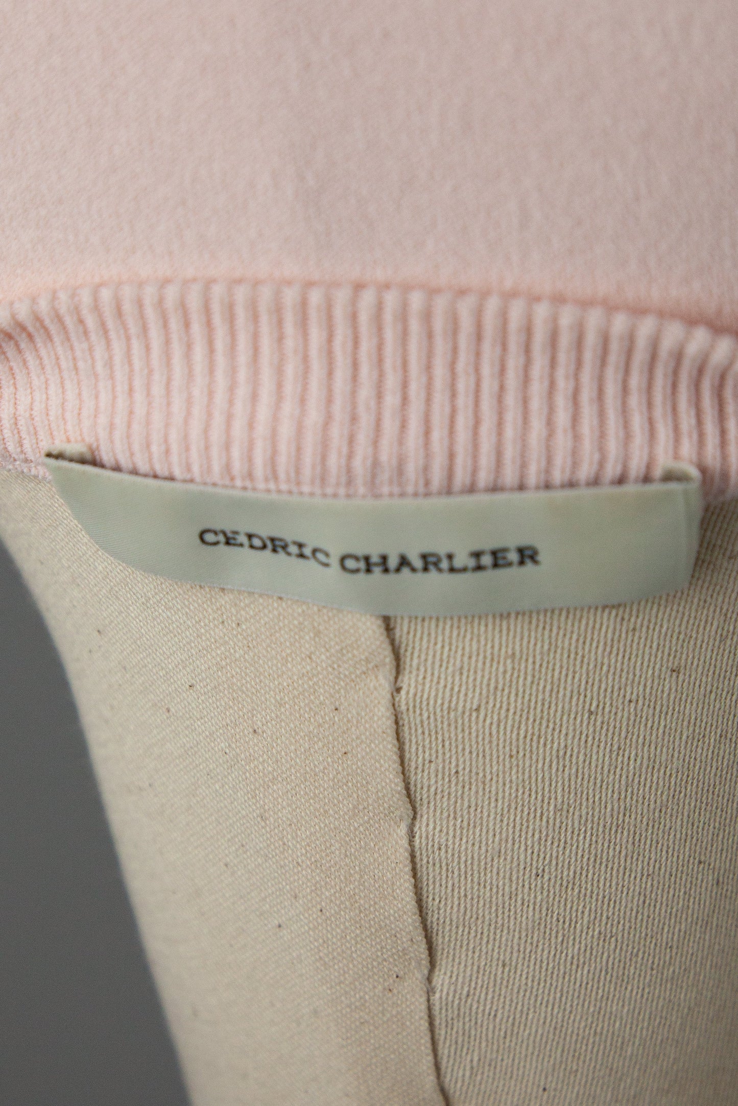 excellent cedric charlier pink cream two-tone long sleeve top size xxs