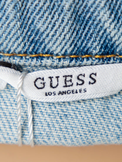 Good Guess Cropped Blue Denim Jacket Size S with 'LOVE' Detail