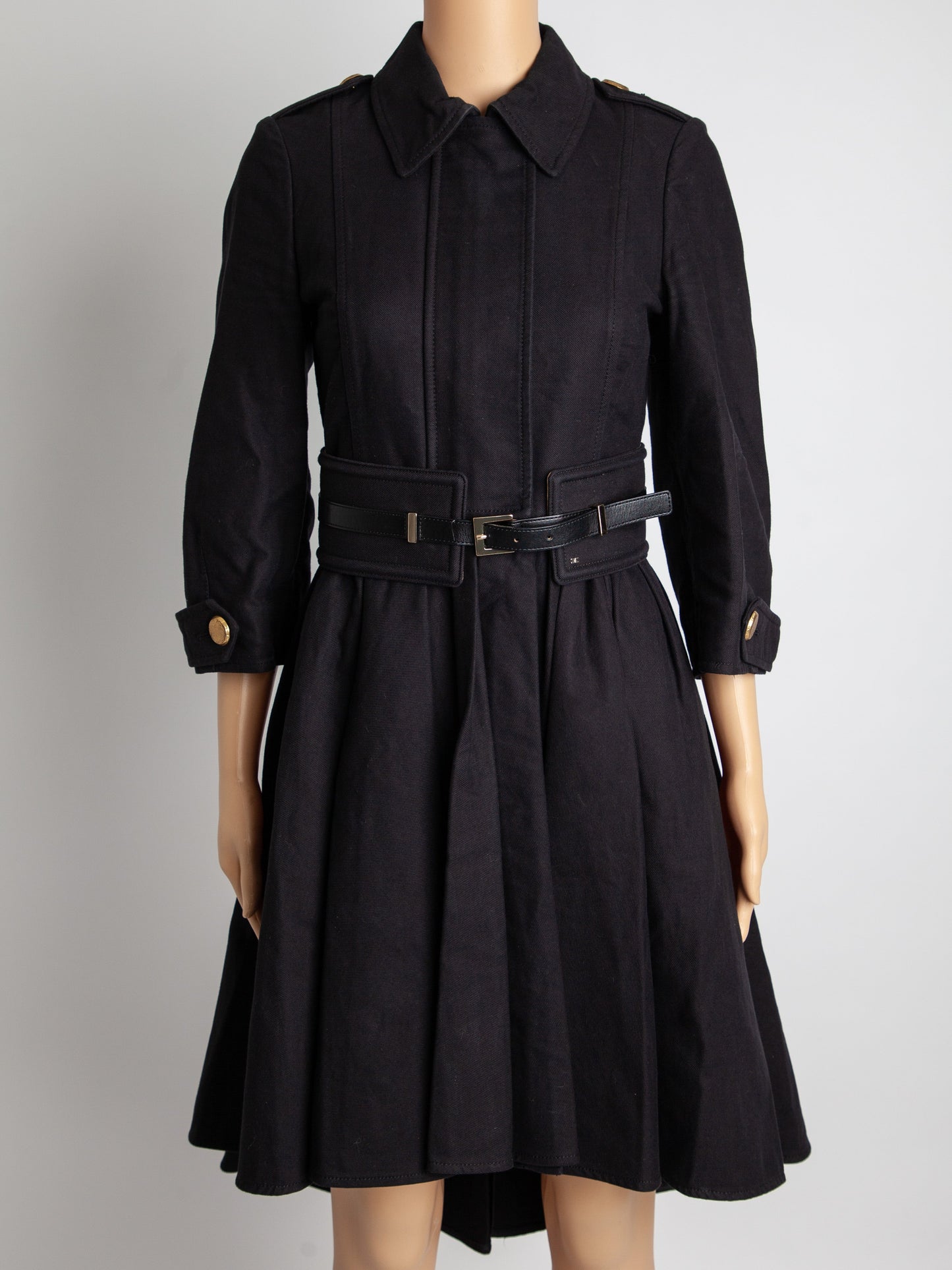 good condition elisabetta franchi black polyester trench coat