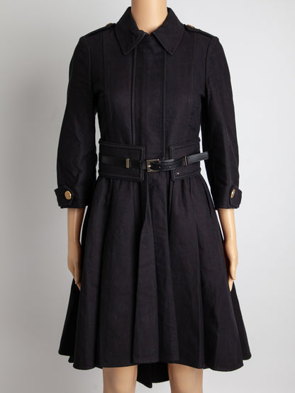 Good Condition Elisabetta Franchi Black Polyester Trench Coat