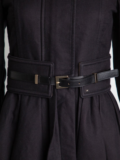 Good Condition Elisabetta Franchi Black Polyester Trench Coat