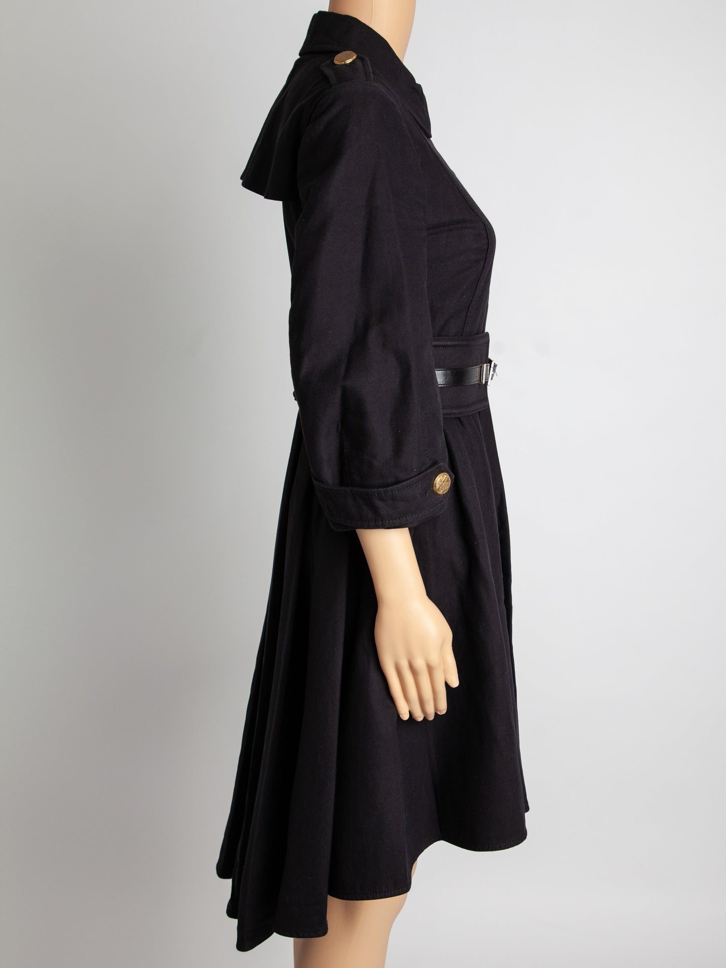 good condition elisabetta franchi black polyester trench coat
