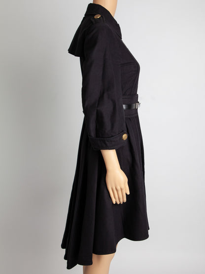 Good Condition Elisabetta Franchi Black Polyester Trench Coat