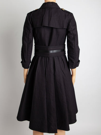 Good Condition Elisabetta Franchi Black Polyester Trench Coat