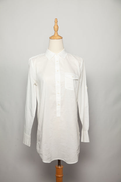 Good J. Crew White Cotton Long Sleeve Button-Up Shirt Women
