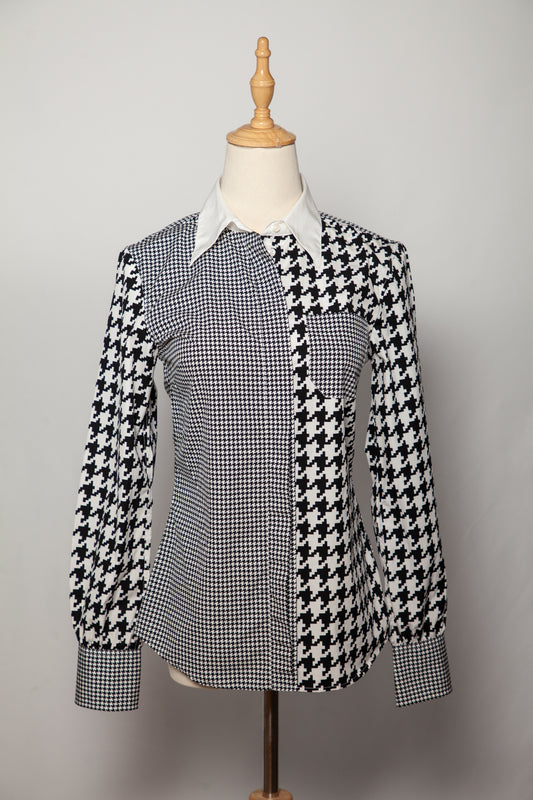 Perfect Tommy Hilfiger Women's Houndstooth Blouse Size XS White Cotton