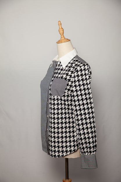 Perfect Tommy Hilfiger Women's Houndstooth Blouse Size XS White Cotton
