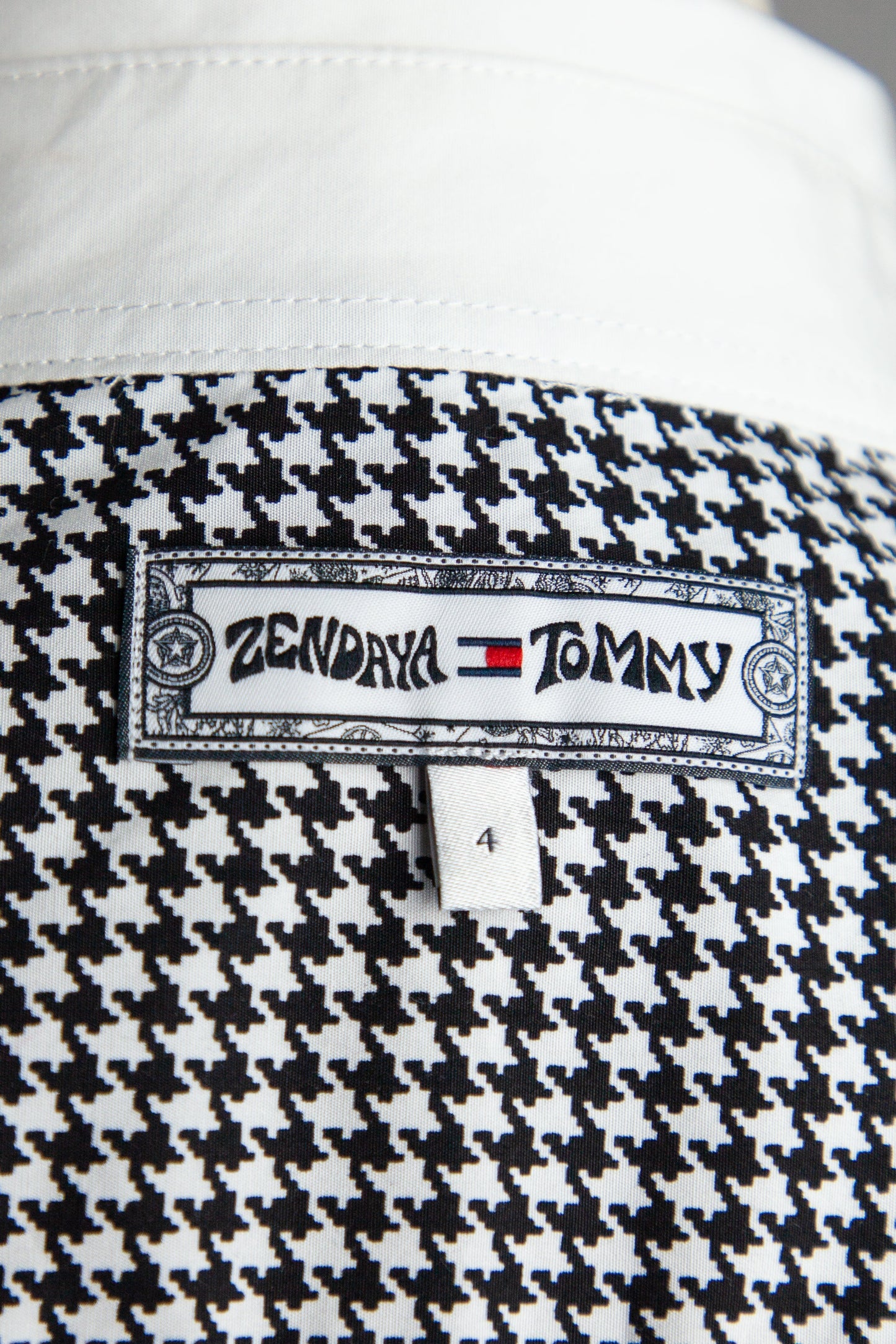 perfect tommy hilfiger women's houndstooth blouse size xs white cotton