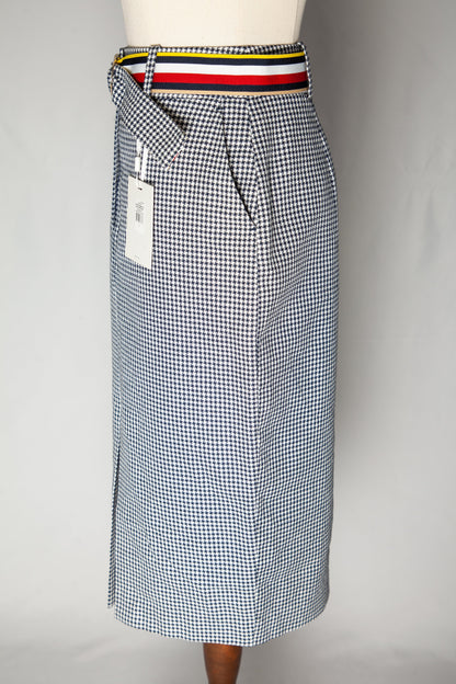 NEW Tommy Hilfiger Black High-Waisted Skirt XS with Striped Belt