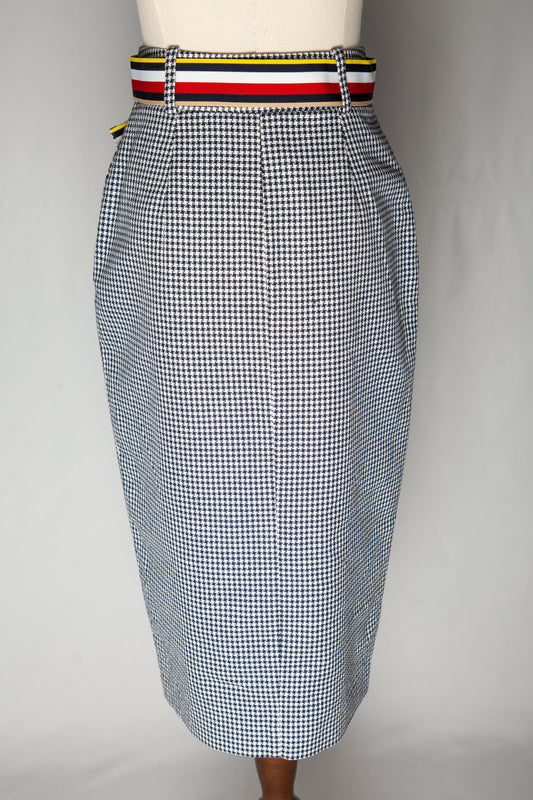 NEW Tommy Hilfiger Black High-Waisted Skirt XS with Striped Belt